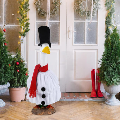 Cozypower Christmas Porch Goose Outfits Clothes for Plastic 23'' Cement Goose Duck Lawn Yard Decorations(Snowman)