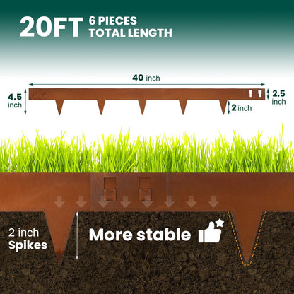 Corten Steel Landscape Edging 40 Inch Strips Steel Landscape Edging Metal Garden Edging Border Rusted Edge 4.5 Inch Depth Steel Edging for Landscaping Lawn Yard 6 pcs by GZGNEEVL