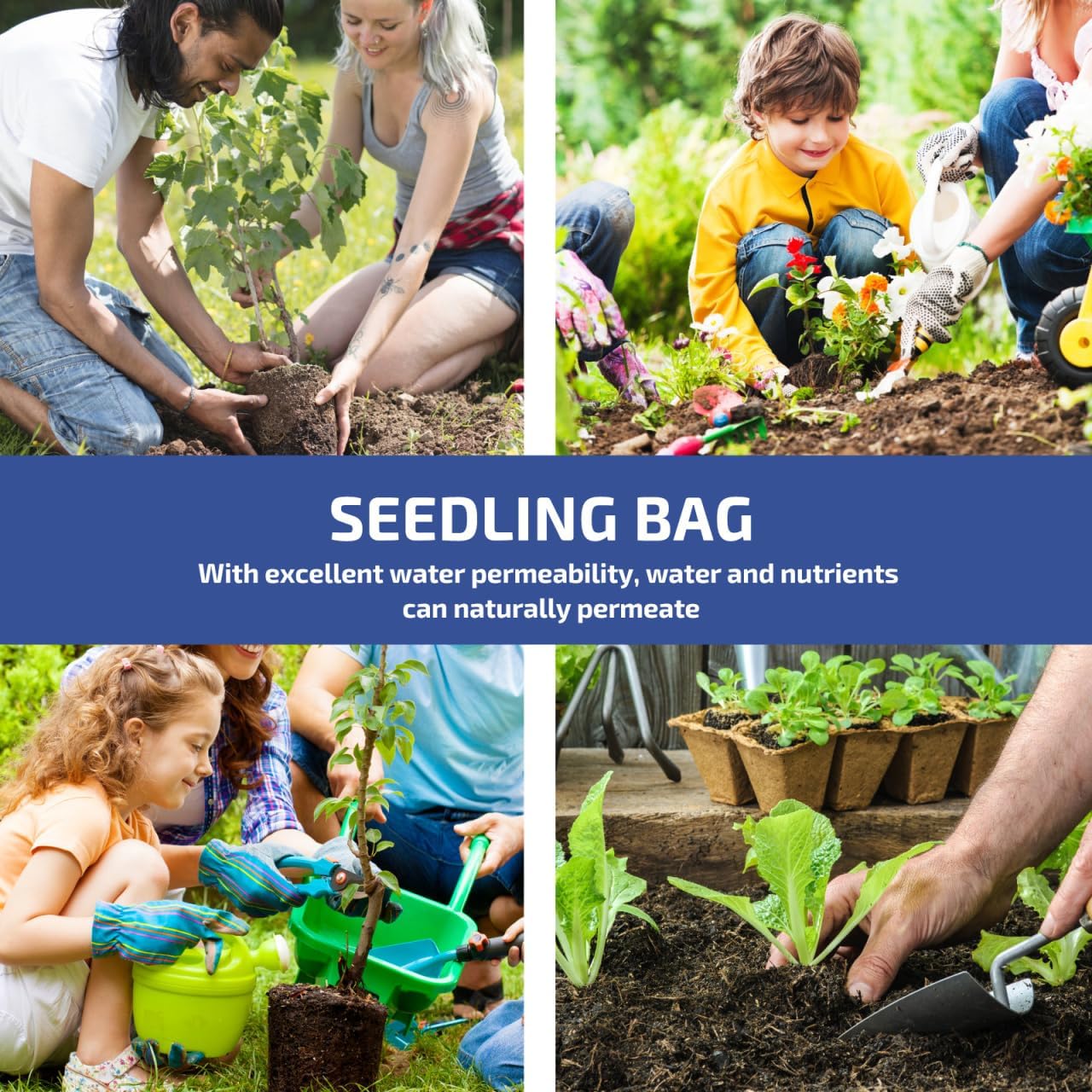 DOITOOL Plastic Nursery Bags for Plants: 100PCS Plant Grow Bags Nursing Growing Pouch for Fruit Tree, Flower, Starting Seeds Saplings - 3.9 x 9.4 inches
