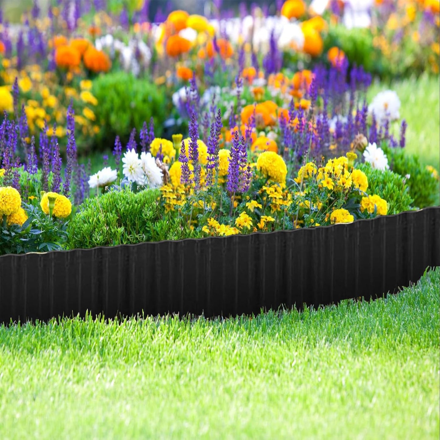 Metal Landscape Edging,8 Inch×20FT Corrugated Metal Garden Edging Border Heavy Duty Garden Borders Edging Lawn Edging for Garden,DIY Flower Beds,Lawns,Pathway(Black)