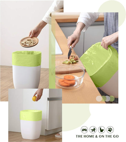 Compostable Trash Bags - FORID 1.2 Gallon Small Garbage Bags 150 Count Mini Strong Trash Can Liners 5 Liter Unscented Wastebasket Bags for Kitchen Bathroom Office Home Garbage Can (5 Rolls/Green)