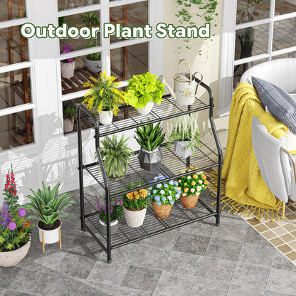Simple Trending Plant Stand Indoor Outdoor, Plant Shelf for Multiple Pots Metal, 3 Tiers Large