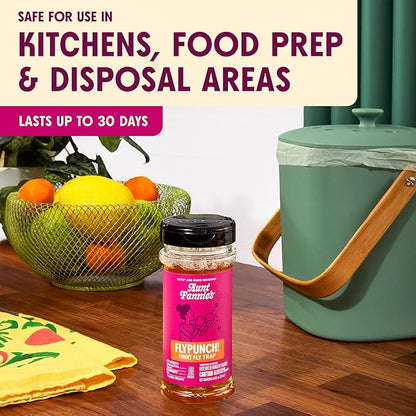 Aunt Fannie's FlyPunch Fruit Fly Trap for Indoor and Kitchen Use, Ready to Use, Made with Plant Based Ingredients, Safe Near Food, Each Bottle Lasts Up to 30 Days, Pack of 12