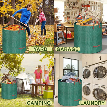 Remiawy Reusable Yard Waste Bags, 3 Packs 72 Gallons Lawn and Leaf Garden Bags with Reinforced Carry Handles Heavy Duty Garden Waste Bags Camping Yard Recycling Trash Bags for Debris Leaves Grass