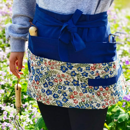 Garden Apron for Woman, Serve Apron Cute, Flora Half Apron with 8 Pockets, Valentines Gift for Mom Wife Girlfriend
