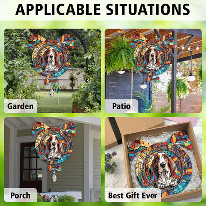 Basset Hound Dog Ears Wind Spinner, Basset Hound Wind Spinner Hanging for Yard and Garden