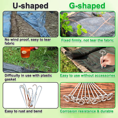 40 Pcs 6-Inch Heavy-Duty Galvanized Landscape Staples – Thickened 8 Gauge Circle Top Pins, Rust-Resistant for Weed Barrier, Landscape Fabric, and Garden Projects