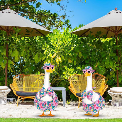Summer Goose Outfit Porch Goose Outfits Bikini Goose Clothes Hawaiian Porch Goose Clothes for 23" Cement Plastic Goose Outdoor Garden Yard Patio Decor (Pink)