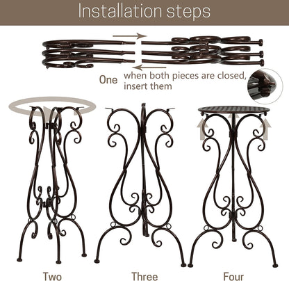 2 Pack Plant Stands Indoor Outdoor, Metal Flower Pot Holder 22.5 inch Tall, Heavy Duty Pedestal Plants Stand for Patio Garden Porch Corner Balcony, Brown
