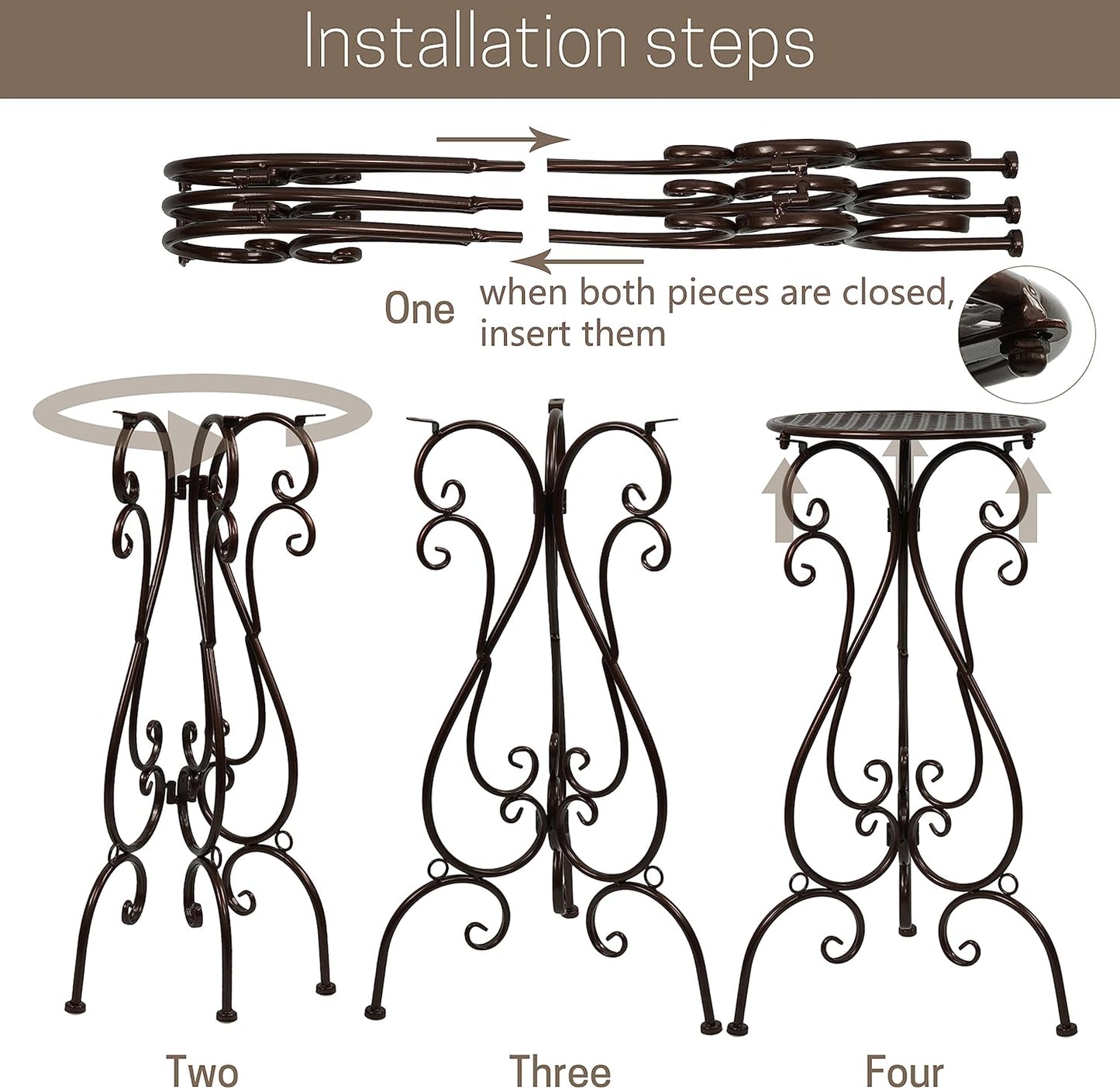 Metal Plant Stand Indoor Outdoor, Heavy Duty Flower Pot Stands 22.5 Inch Tall, Single Plants Pedestal Table for Planter Patio Farmhouse Garden Porch, Brown(1 Pack)