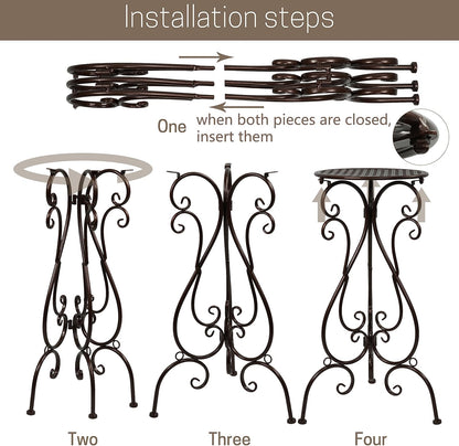 Metal Plant Stand Indoor Outdoor, Heavy Duty Flower Pot Stands 22.5 Inch Tall, Single Plants Pedestal Table for Planter Patio Farmhouse Garden Porch, Brown(1 Pack)