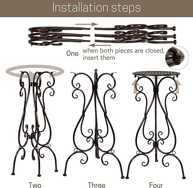 Metal Plant Stand Indoor Outdoor, Heavy Duty Flower Pot Stands 22.5 Inch Tall, Single Plants Pedestal Table for Planter Patio Farmhouse Garden Porch, Brown(1 Pack)