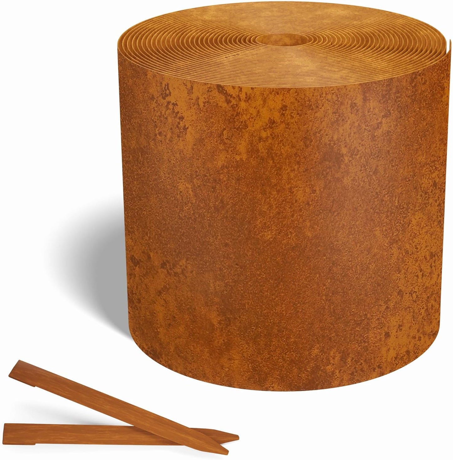 Worth Galvanized Steel Landscape Edging 10" x50' Metal Garden Edging Roll Flexible Bender Border with 16Pcs Stakes for Lawn, Flower Bed Edges, Rust-Colored Painted