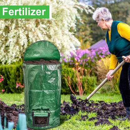 Ctosree 4 Pieces Compost Bin Bags Large 34 Gallon Reusable Yard Waste Lawn Bags Heavy Duty Garden Composting Garbage Can Outdoor Container with Zipper Lid and Handles for Loading Leaf Trash