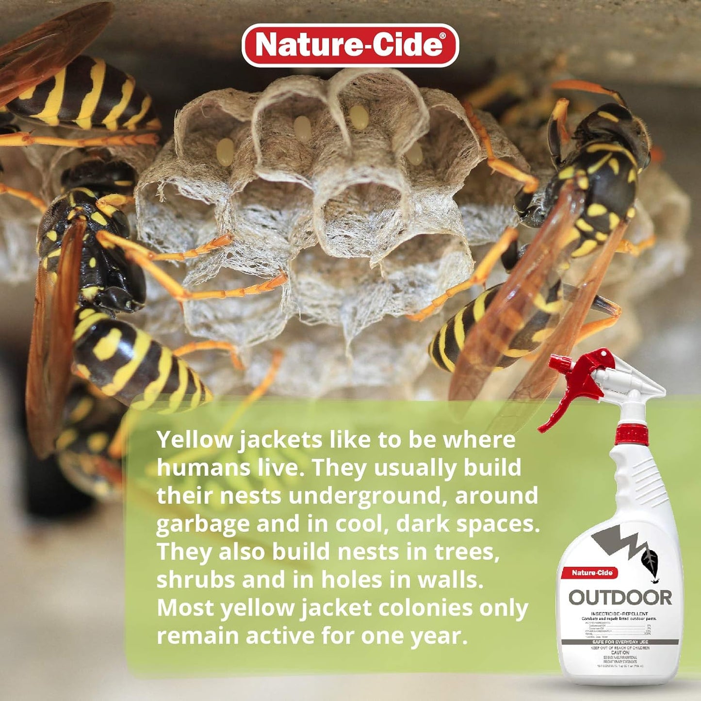 Nature-Cide Outdoor. Insecticide and Repellent. All Natural Pest Repellent, Roach, Spider, Mosquito and Ant Spray to Keep Your Home Safe. No Strong Odor. 32 oz