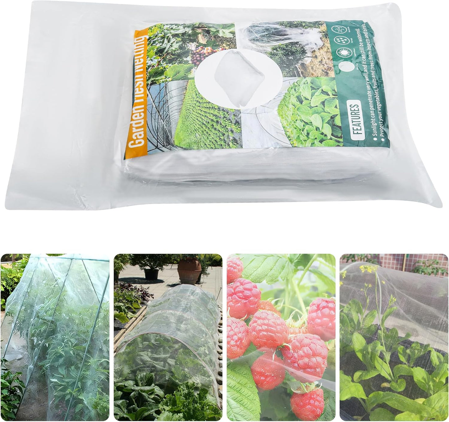 JEYODA Garden Netting Plant Covers Net Ultra Fine Mesh Pest Barrier Net Tree Vegetable Mesh Protection Netting Greenhouse Row Nets (10 * 50ft(3 * 15m))