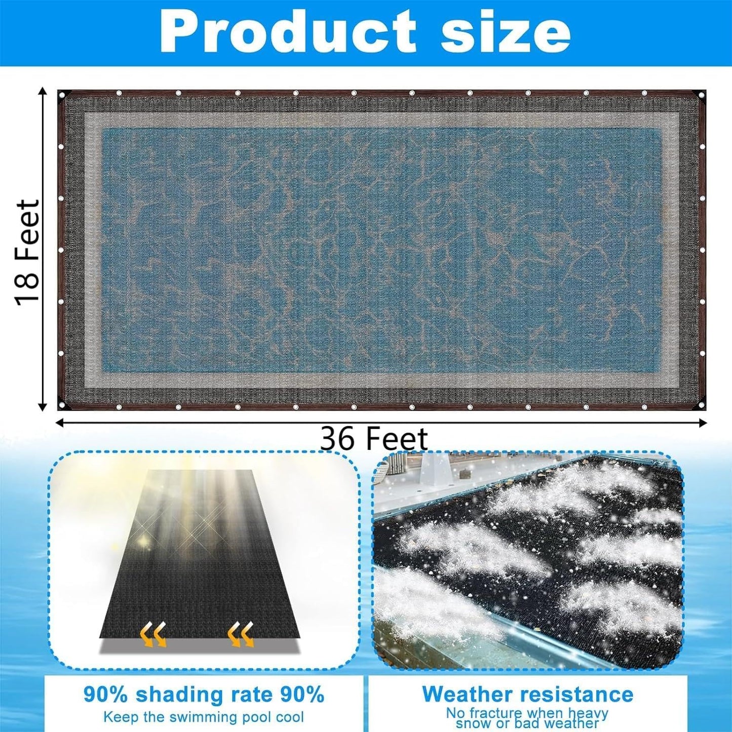18 x 36 Ft Pool Leaf Net Cover- Thicken Rectangle Leaf Netting for Inground and Above Ground Swimming Pools Cover with Reinforced Gromments,Winter Above Ground Pool Screen Cover, Catching Leaves