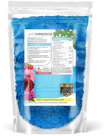 20-20-20 Water-Soluble Fertilizer – Powder for Liquid Plant Food for Indoor & Outdoor Plants, Orchids, Vegetables, Lawns, Flowers – 20 20 20 Fertilizer (10 QUARTS)