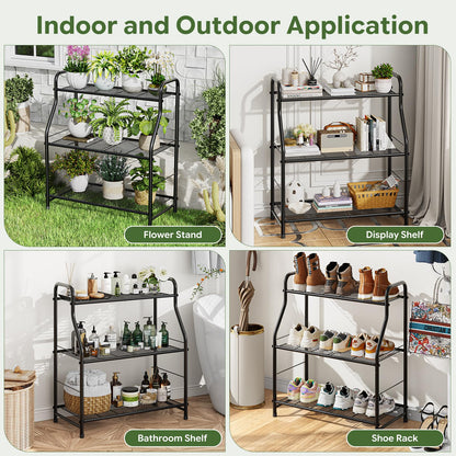 Simple Trending Plant Stand Indoor Outdoor, Plant Shelf for Multiple Pots Metal, 3 Tiers Large