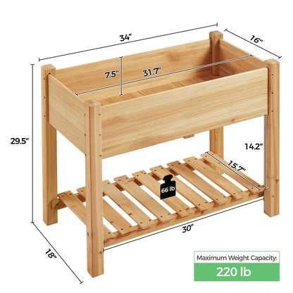 Yaheetech 34" Raised Garden Bed with Legs, Wooden Planter Box, 1Pcs