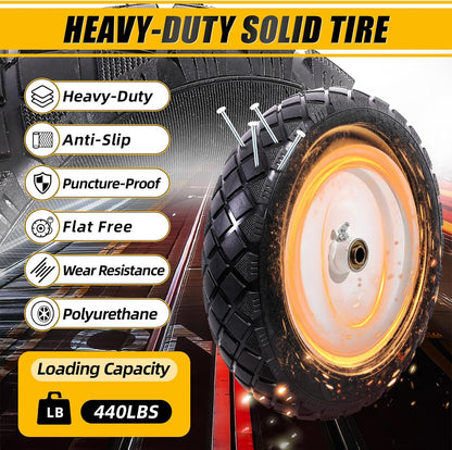 MZREXN 4.80/4.00-8" Flat Free Tire and Wheel, 15" Solid Wheelbarrow Tires, 3.00-4.00/4.80-8" with 5/8" & 3/4" Bearings, 3" Centered Hub for Hand Truck Garden Trailers Utility Cart Yard Wagon White