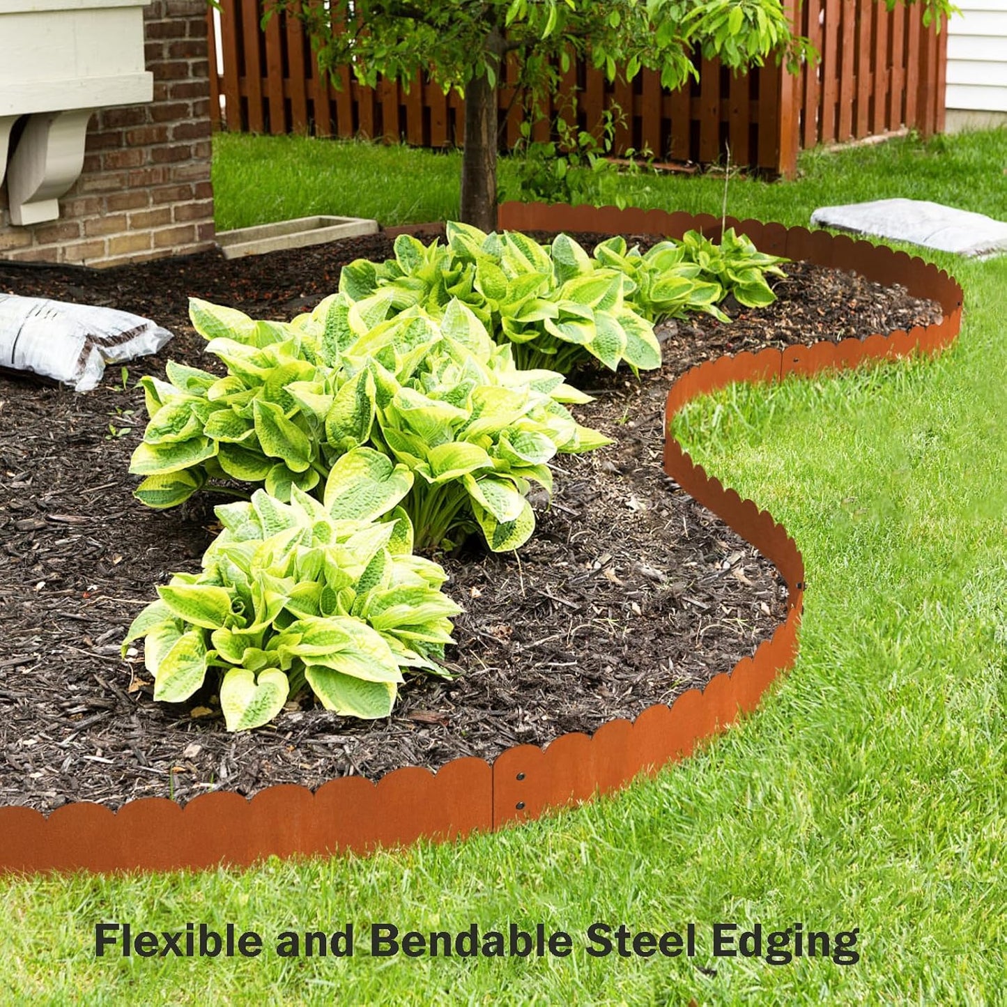 Cor-Ten Steel Landscape Edging – 8" Tall x 40" Long (6-Pack, 20FT Total) | Rustic Bendable Metal Garden Edging for Lawn, Yard & Patio | Heavy Duty Scalloped Edges – DIY Landscaping Edging
