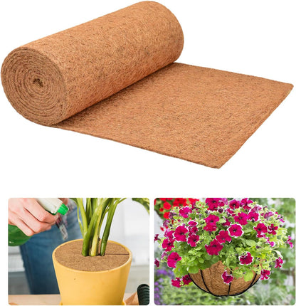ZeeDix 16 x 80 inches Thickened Coco Liner Roll for Planters- Natural Coconut Flower Basket Liners Coco Coir Mat for Plants Flowers Vegetables Reptiles Carpet