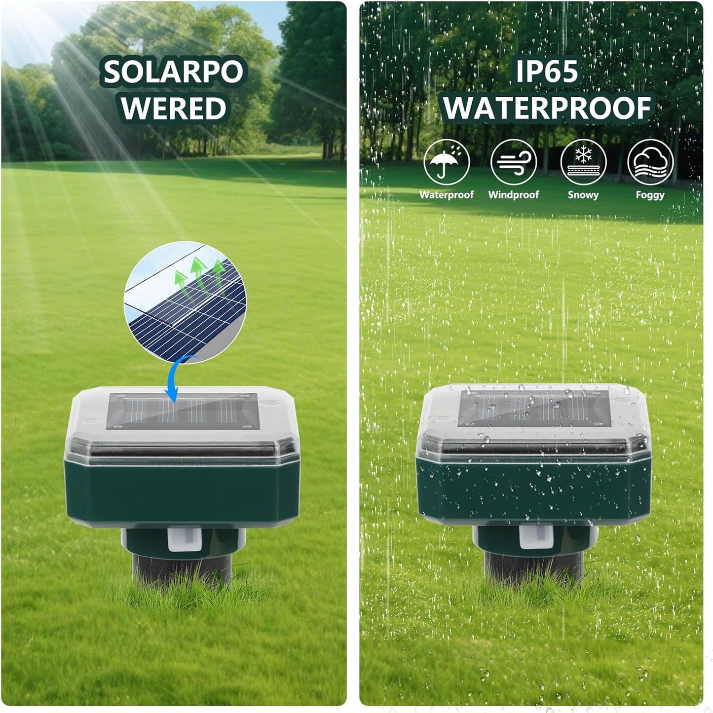 8 Pack 2025 Upgraded Solar Ultrasonic Animal Repellent Outdoor – Motion Activated Deer, Squirrel, Cat, Raccoon, Dog & Bird Deterrent with Ultrasonic Sweep for Garden Yard