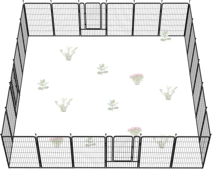 FXW Garden Fence Outdoor for The Yard – 45in(H) x 54.7ft(L) Heavy Duty Metal Animal Barrier for Dog and Rabbit, Decorative Dog Fence, 24 Panels, Black