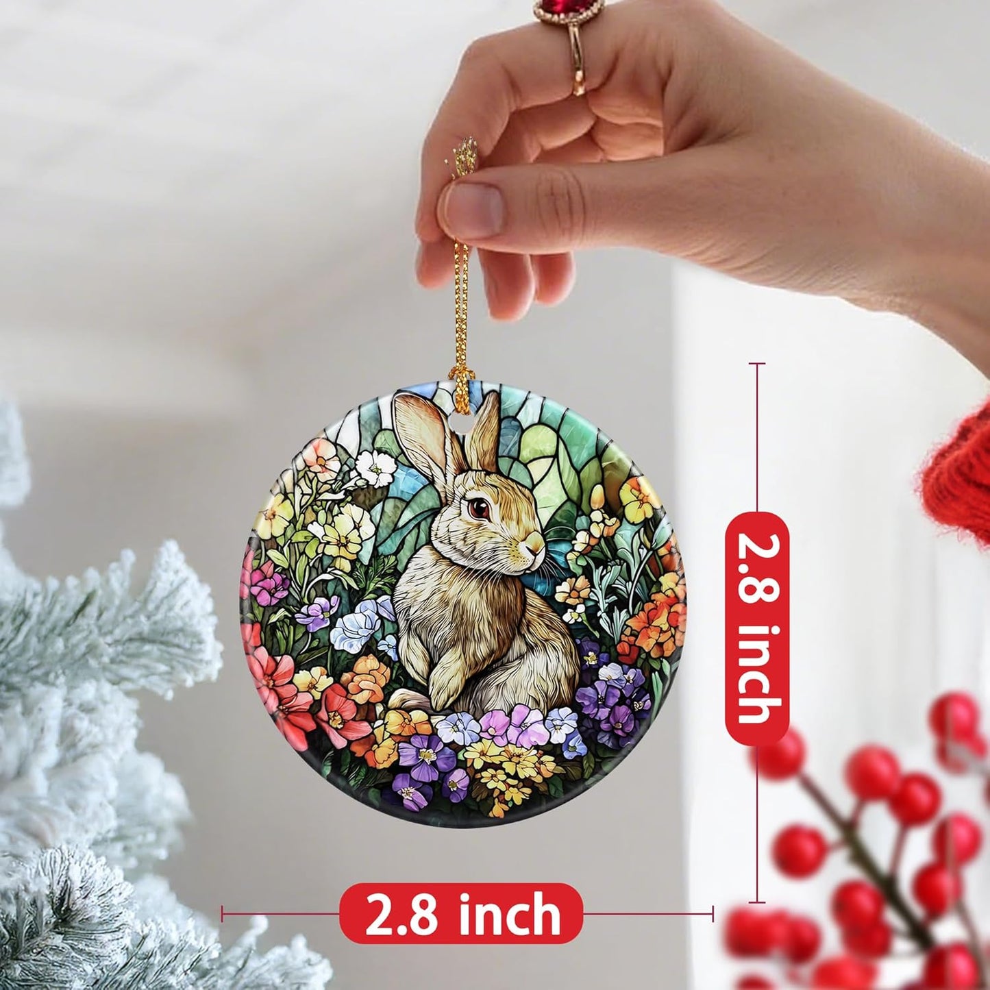 Christmas Ornament, Christmas Decoration, Ceramic-Style Rabbit Ornament, Heirloom Keepsakes, Holiday Ornaments, Holiday Presents, Unique Xmas Gifts, Gift Exchange Ornaments, Gift Idea
