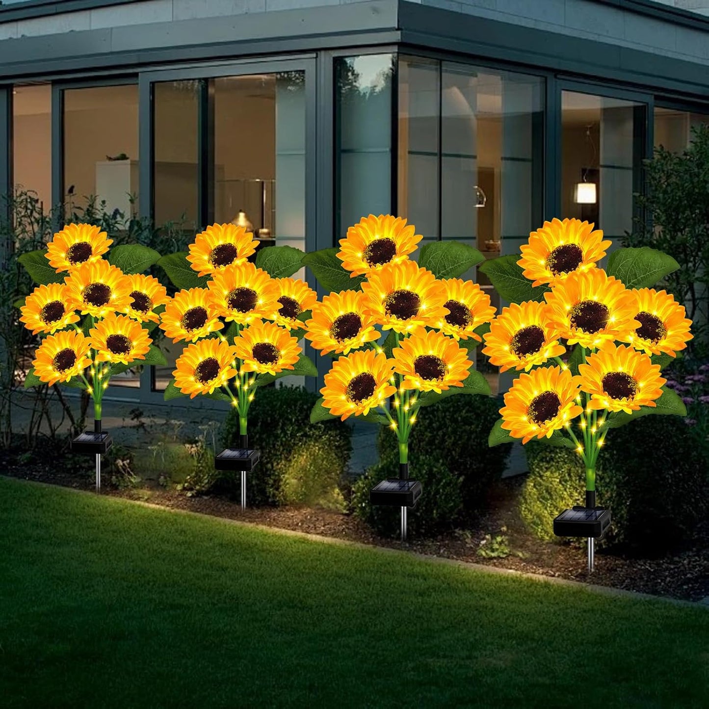 Solar Garden Lights Outdoor, 6 Pack Sunflower Lights with 36 Sunflower, Waterproof 60 Led Garden Fall Decor, Gifts for Mom Grandma, Decorative Solar Flowers for Pathway Patio Yard Flowerbed Decoration
