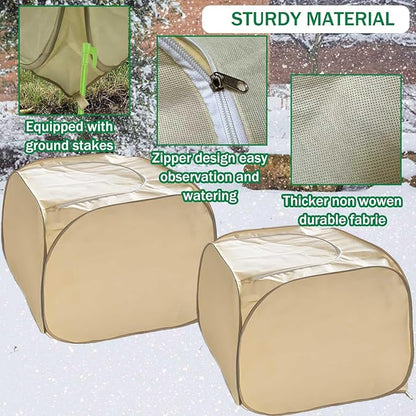 2 Pack Pop Up Plant Freeze Protection Covers, Shrub Frost Covers Outdoor Plant Protectors Frost Cloth Covers for Winter Protecting Fruit Potted and Shrub from Freezing Animals Eating(2 Pack 30x30x30")