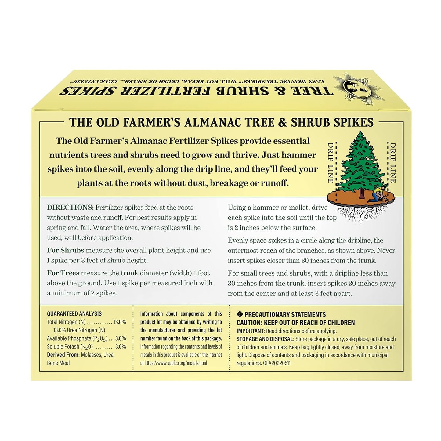 The Old Farmer's Almanac Tree & Shrub Fertilizer Spikes (Box of 24 Spikes - 6 Lbs) (OFA-FS1333-24)