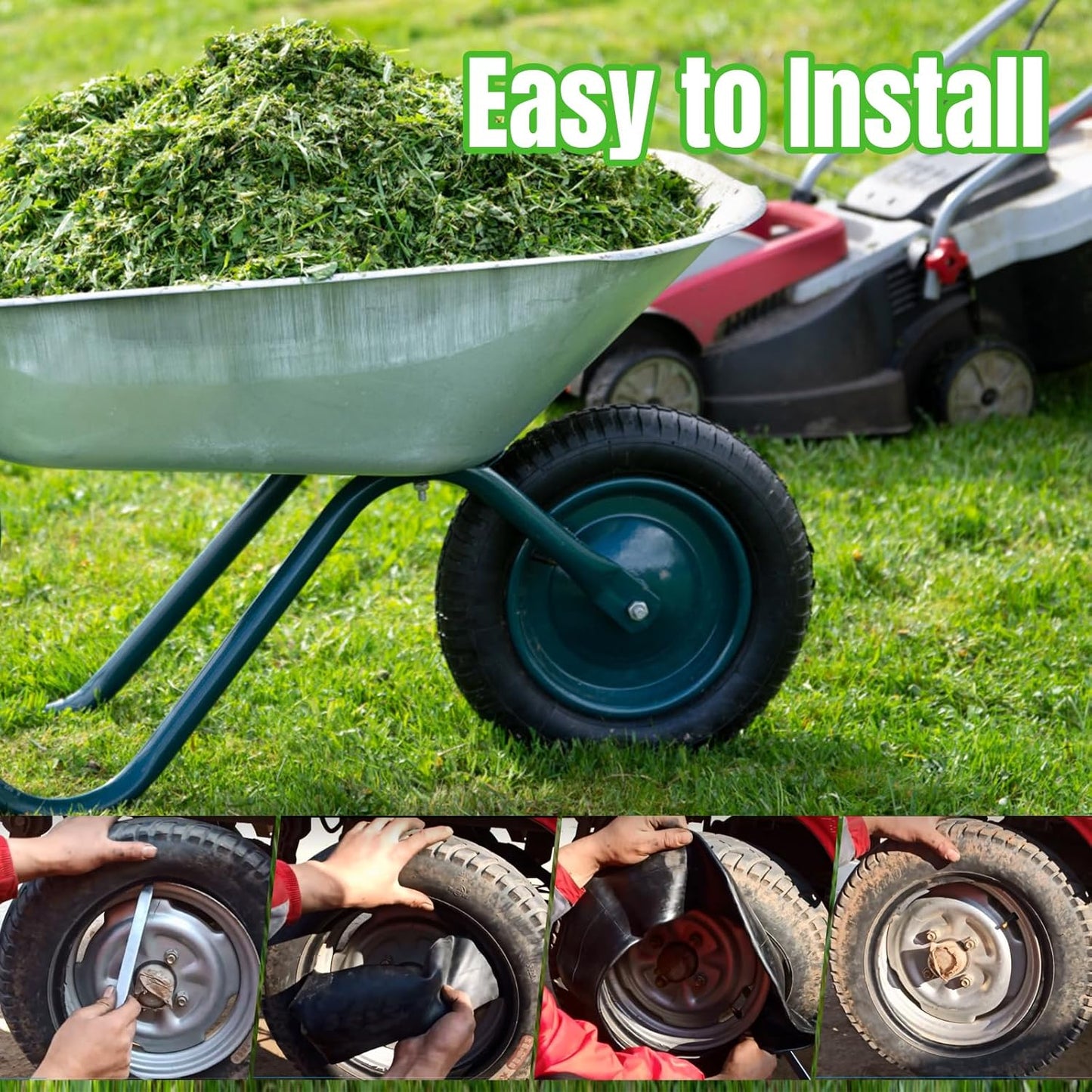 4.10/3.50-4" Inner Tubes, 2 Pack Heavy Duty 4.10 3.50-4/410/350-4 Replacement Tire Inner Tube with Bent Valve Stem for Wheelbarrow, Lawn Mower, Hand Truck, 4" Cart, Tractor, Dolly, Trailer, etc