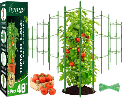Legigo 6-Pack Tomato Cage for Garden Plant Support- Up to 48inch Garden Stakes Tomato Cage, Tomato