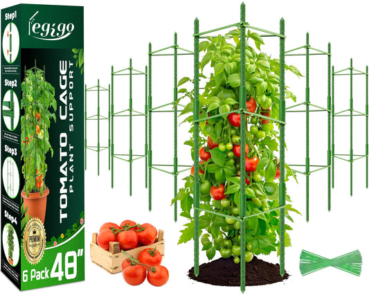Legigo 6-Pack Tomato Cage for Garden Plant Support- Up to 48inch Garden Stakes Tomato Cage, Tomato