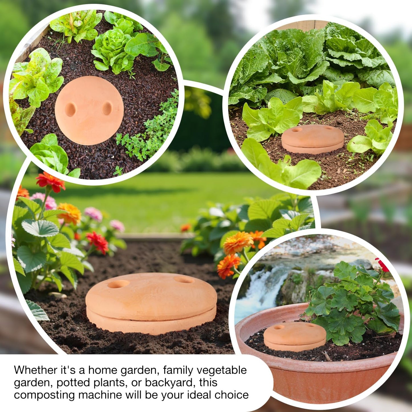 Underground Worm Farm Garden Red Pottery 11Inch vermicomposting Bin for use in Outdoor Gardening with Holes and Lid Outdoor Worm Compost Bin for Garden Beds & Home Use