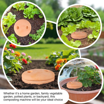 Underground Worm Farm Garden Red Pottery 11Inch vermicomposting Bin for use in Outdoor Gardening with Holes and Lid Outdoor Worm Compost Bin for Garden Beds & Home Use