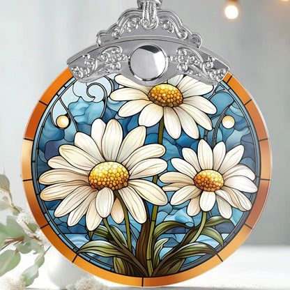 Stained Glass Christmas Ornament, Jocidea Daisy Christmas Decorations, Christmas Tree Ornament, Daisy Lovers Gifts, Holiday Decor and Xmas Gifts Ideas
