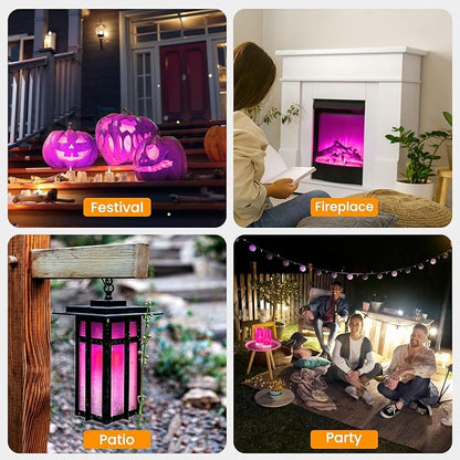 Hompavo 【Upgraded】 LED Flame Lights with Remote & Timer, Waterproof 4-Mode Rechargeable Battery Operated Flameless Candles, Pillar Flickering Lanterns for Room Patio Wedding Halloween Home Decor
