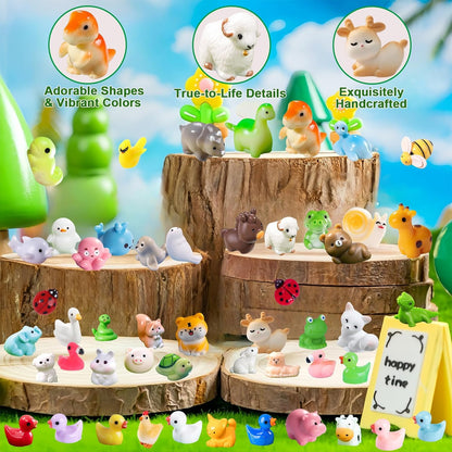 50 Pcs Mini Resin Animals Variety Pack for Miniature Dollhouse Fairy Garden Accessories Home Landscape Aquarium Hide DIY Craft Gifts Party Favors