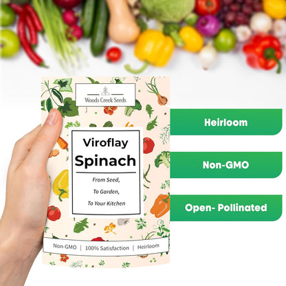 Woods Creek Seeds: Viroflay Spinach Seeds for Planting - Over 450 Heirloom Spinach Seed Pack - Non-GMO Viroflay Spinach Seeds for Planting Outdoors or Hydroponic Vegetable Gardening