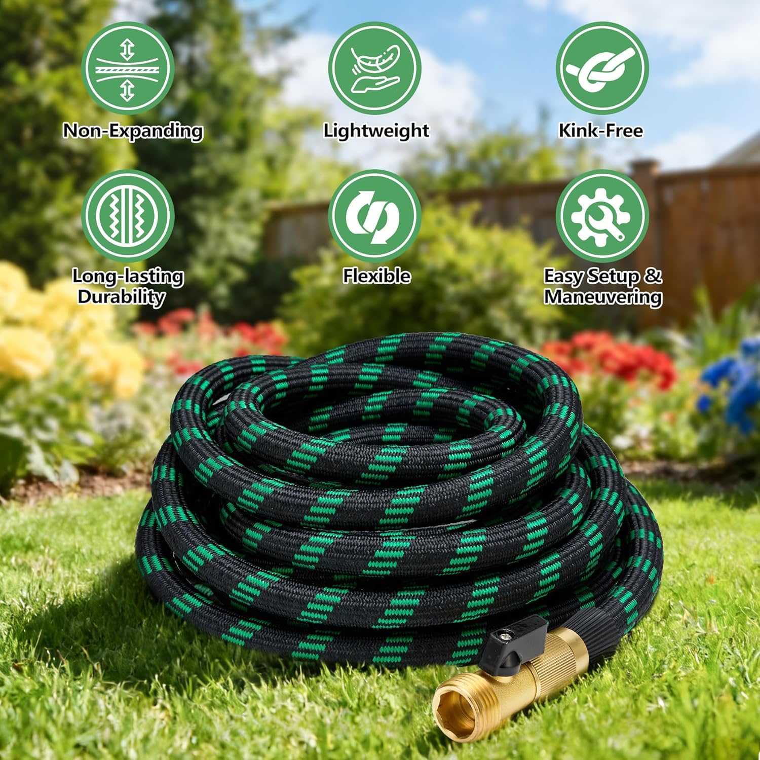 100 FT Non-Expanding Garden Hose, 2026 New Upgrated Non-Expandable Garden Water Hose - Ultra-Light