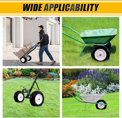 MZREXN 14.5" Wheelbarrow Tire Flat-Free 3.00/3.25/3.50/4.00-8" Solid Tire and Wheel with 3"-7" Centered Hub, 3/4" & 5/8" Bearings Replacement for Hand Truck/Dolly/Utility Cart/Garden Cart 1PCS White