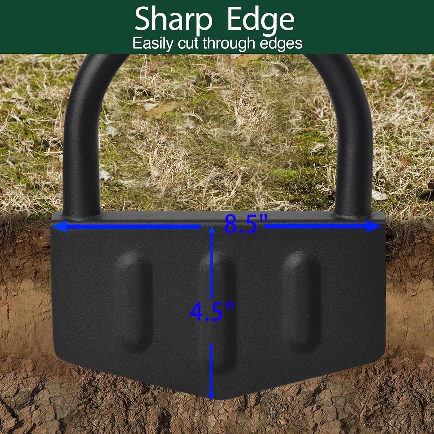 Edger Lawn Tool, Manual Grass Edger Tool Wide Footplate Long Handle 39 inch, Steel Hand Border Half Moon Edger Shovel for Landscaping, Yard, Garden, Sidewalk, Burying Cable