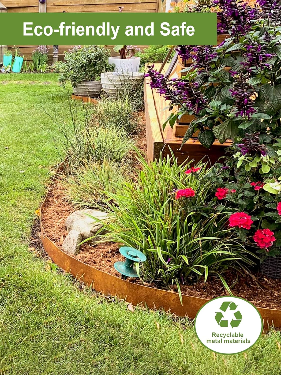 Landscape Edging Border, 40" L x 6" H 3Pack 10FT Total Rusted Corten Steel Garden Edging,Easy Installation,Sturdy Elegant Metal Lawn Broder for Flower Beds, Pathways, Paver Edges and Yard