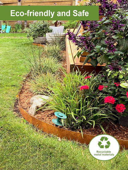 Landscape Edging Border, 40" L x 8" H 3Pack 10FT Total Rusted Corten Steel Garden Edging,Easy Installation,Sturdy Elegant Metal Lawn Broder for Flower Beds, Pathways, Paver Edges and Yard