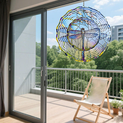 Dragonfly Metal Wind Spinners Outdoor, 3D Hanging Garden Decor for Women Mom Grandma, 25cm/ 9.84in 3D Wind Spinners for Garden Decor for Patio,Yard,Outdoor