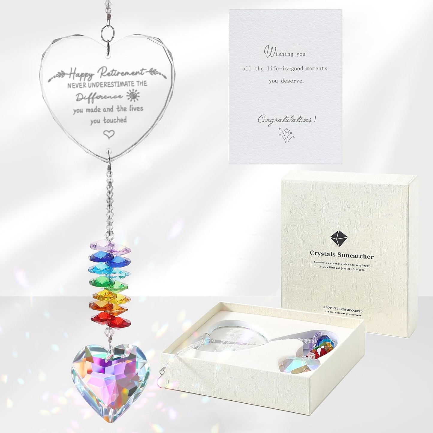 Retirement Gift Crystal Suncatcher, Retirement Gifts for Women, Gifts for Retired Friend Coworker Nurse Boss Teacher