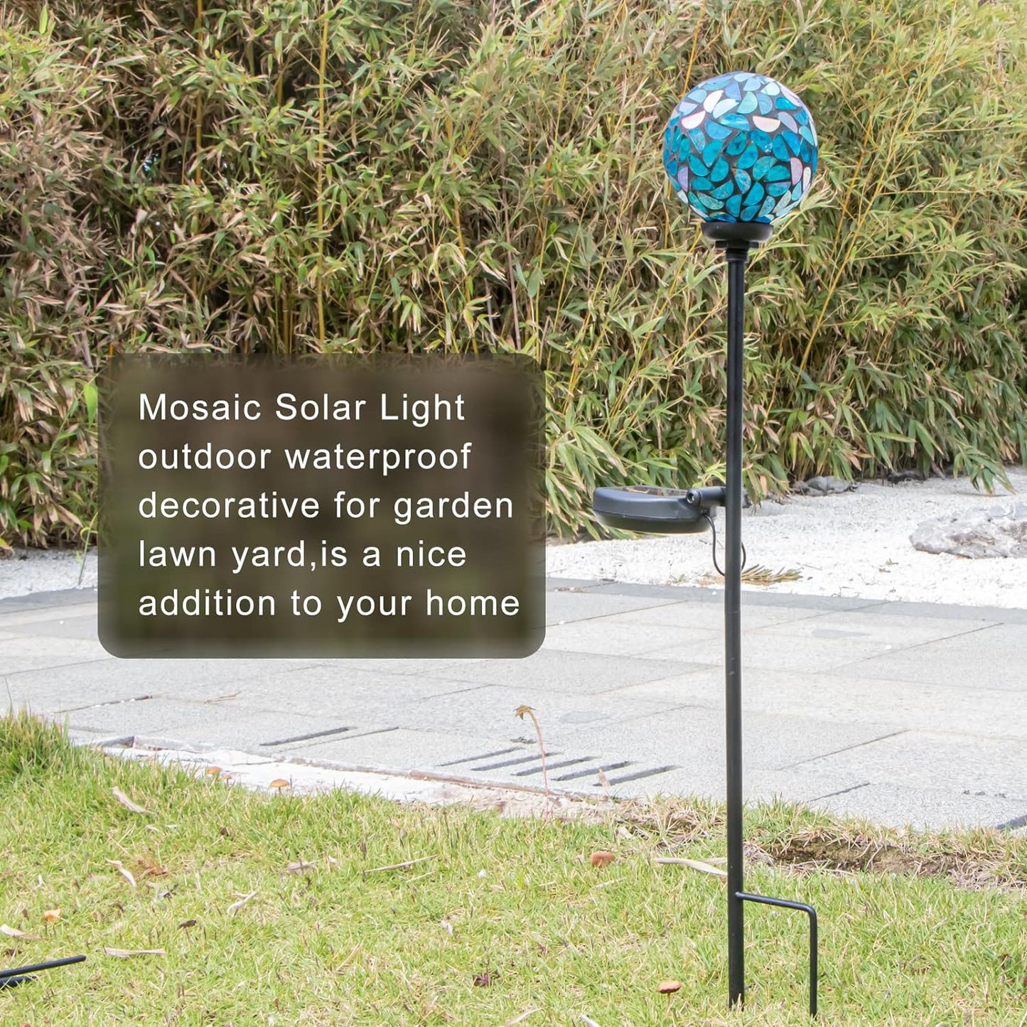 VCUTEKA Solar Lights Outdoor Decorative - Mosaic Solar Garden Light Waterpoof LED Pathway Stake Light for Landscape Lawn Patio Yard Decoration, Blue 1 Pack